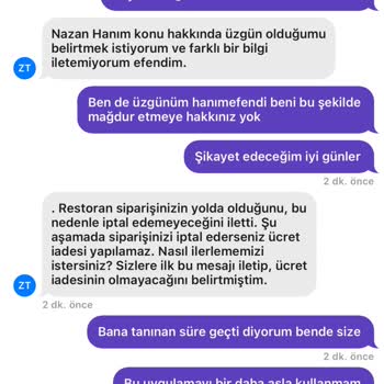 Getir Bana Tanınan Sürede Yemek Getirmedi Ücret İadem Yapılmadı