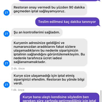 Getir Bana Tanınan Sürede Yemek Getirmedi Ücret İadem Yapılmadı