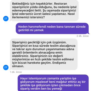 Getir Bana Tanınan Sürede Yemek Getirmedi Ücret İadem Yapılmadı