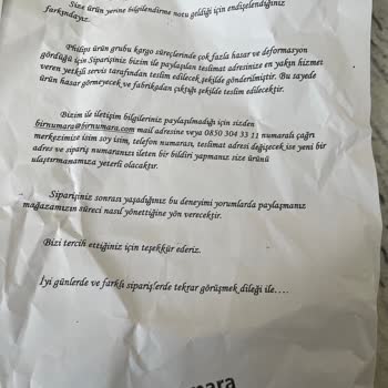 Birnumara.com Birnumara Şikayet Trendyol'dan Alınan Ürün Yerine Kağıt Geldi