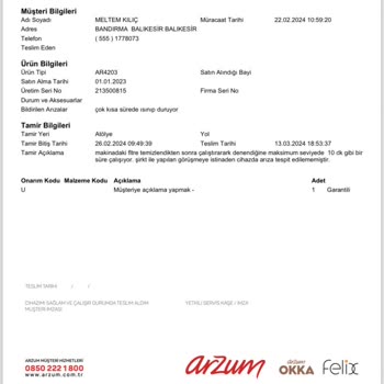 Arzum Markanın Yetersiz Hizmeti