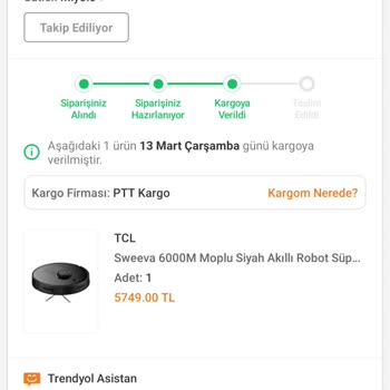 Trendyol Robot Süpürge Aldım Gelmedi Kargoda Bekletildi