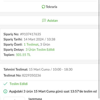 Tazemasa Ürün Siparişindeki Hata