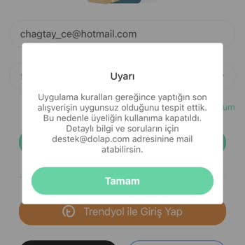 Dolap Uygulaması Hesabım Kapatıldı
