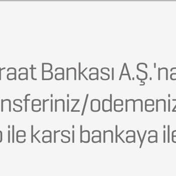 Ziraat Bankası EFT İptal Talebimle Ücretimin İadesi Hk.