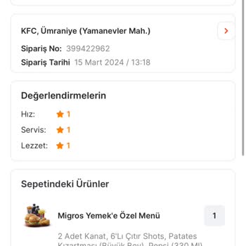 Migros Yemek Eksik Sipariş, İletişim Problemi