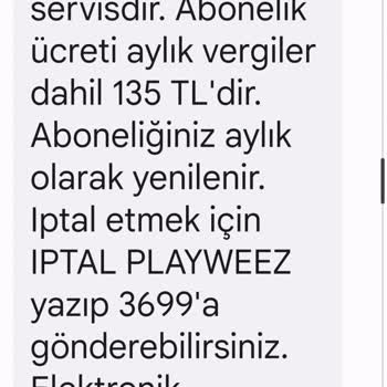 Vodafone Tarafından Onayım Olmadan Adıma Yapılan Playweez Aboneliği