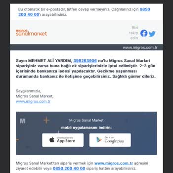 Migros Ürünlerimi Bekliyorum Lütfen