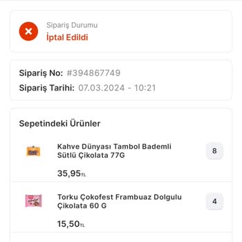 Migros Sanal Market Sebepsiz Yere Siparişi İptal Etti