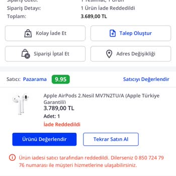 Pazarama İademi Reddetti Kabul Etmiyor