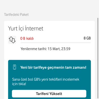 Vodafone, İsteğim Dışında, Hakkım Bitmemesine Rağmen Ek Paket Tanımla