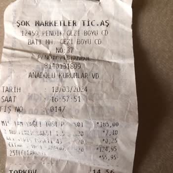 Şok Market Tadı Bozuk Ürünü Almadı.