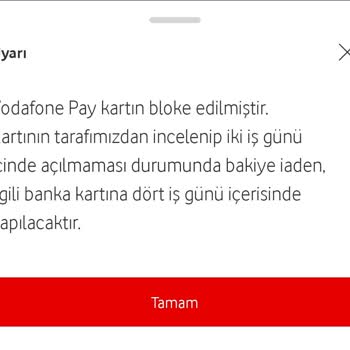Vodafone Pay Bloke Edilmiş Kart