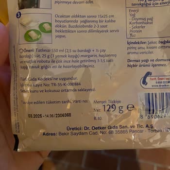Dr. Oetker Paket İçeriği Beklenenin Dışında Çıkan Ürün