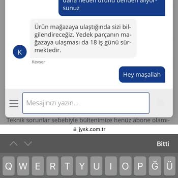 Jysk Hasarlı Parçamı Göndermiyor