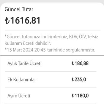 Vodafone Aşım Paketi Fazlalığı