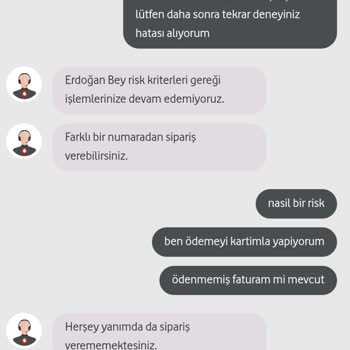 Vodafone Her Şey Yanımda Sipariş Oluşturma Hatası Kısıtlanmış Hesap