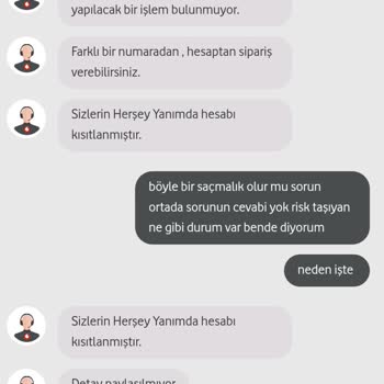 Vodafone Her Şey Yanımda Sipariş Oluşturma Hatası Kısıtlanmış Hesap