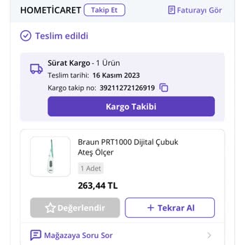 Braun Kişisel Bakım Ürünleri Ateş Ölçer Bozuk Çıktı