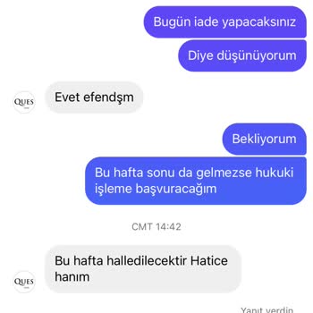 Quesstore İade Parası Gelmedi