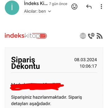 İndeks Kitap Siparişlerim Kargoya Verilmedi