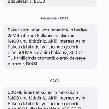 Vodafone Akıllı İnternet Aşımı Dahilinde 100₺ Faturama Yansıttılar...
