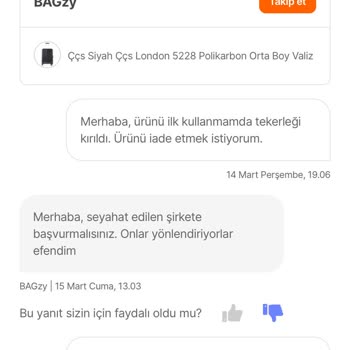 Bagzy İlk Kullanımda Bozulan Valiz Ve İlgisiz Satıcı Tepkisi