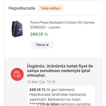 Hepsiburada Almış Olduğum Ürünlerin İptali