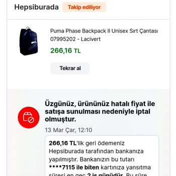 Hepsiburada Almış Olduğum Ürünlerin İptali