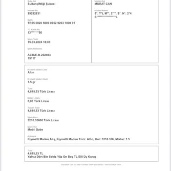 Kuveyt Türk Bankası Mobil Şube Yanlış Altın Kuru Mağduriyeti