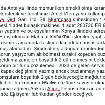 Topaylar Arçelik Buzdolabı Buzlanma Problemi