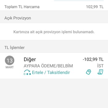 Aypara Ödeme Belbim İzinsiz Hesaptan Para Çekiyor.