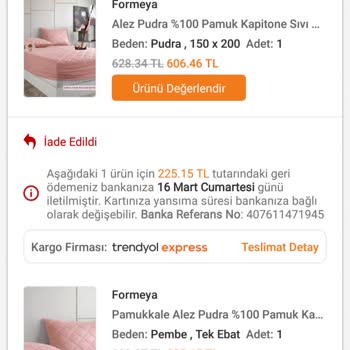 Formeya Trendyol İade Ettiğim İki Ürünü Tek Ürün Olarak Gösteriyor