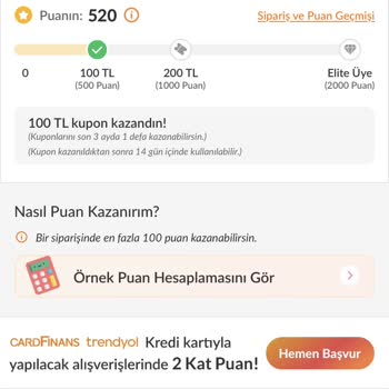 Trendyol Kazanılan Puanı Kullandırmıyor.