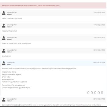 Rabisu Web Hosting Web Panel Ve Destek Hizmetleri Sorunu