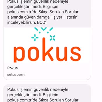 Pokus Güvenlik Nedeniyle Ödemeniz İşlenemedi