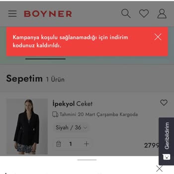 Boyner'in Vermiş Olduğu Kuponu Kullanamıyorum