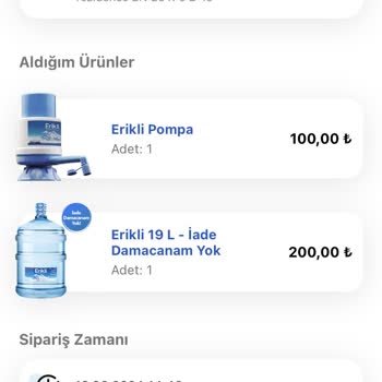 Erikli 1 Damacana Suyu Teslim Edemiyor