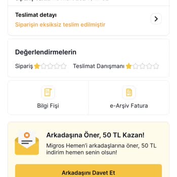 Migros Hemen Eksik Ürün