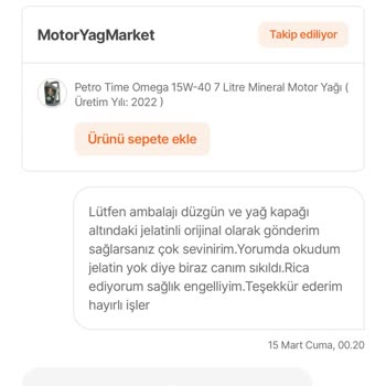 Hepsiburada Araç İçin Aldığım Motor Yağı Sahte, Eksik Kg