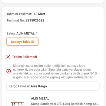 Alin Metal Firma Siparişimi Göndermiyor