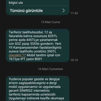 TT Mobil Onayım Olmaksızın Yüksek Tutarlı Paket Tanımlamış Hattıma