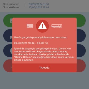 Kent Kart Online Dolum Yapıldığı Halde Yetersiz Bakiye Uyarısı