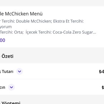 GetirYemek Getirin Ve McDonald's In Duble Mc Chicken Parasına Normal Getirmesi