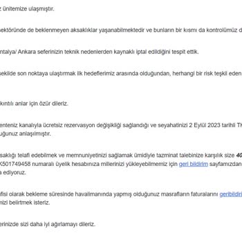 Anadolu Jet İptal Olan Uçuşumun Tazminat Talebi Hk