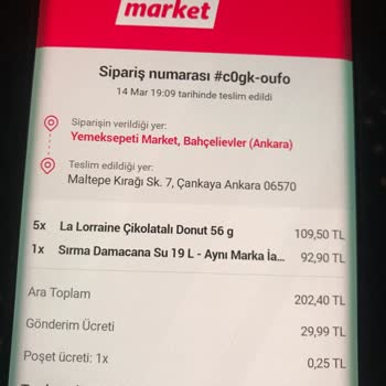 Yemeksepeti Market Su Sipariş Sorunu