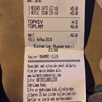 Burger King Fiyat İle Fiş Uyuşmazlığı