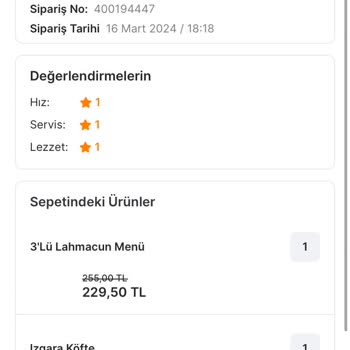 Migros Yemek Teslim Edilmeyen Sipariş