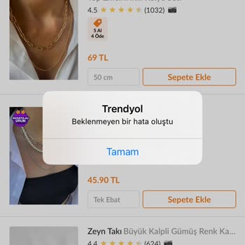 Trendyol Favorilerim Hata Veriyor