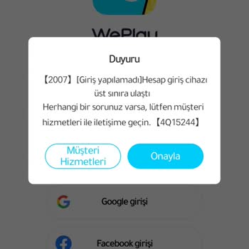 Weplay Hesap Giriş Hatası
